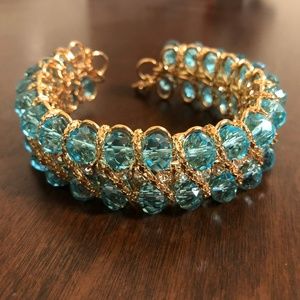 Aquamarine rhinestones bracelet